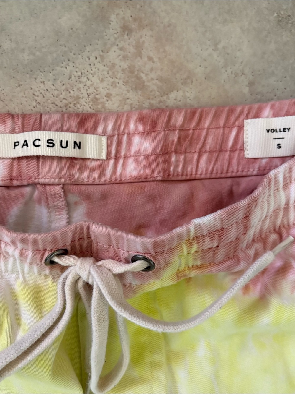 PacSun Tie Dye Cotton Elastic Waist Drawstring Volley Shorts Pockets Men Small - Picture 3 of 9